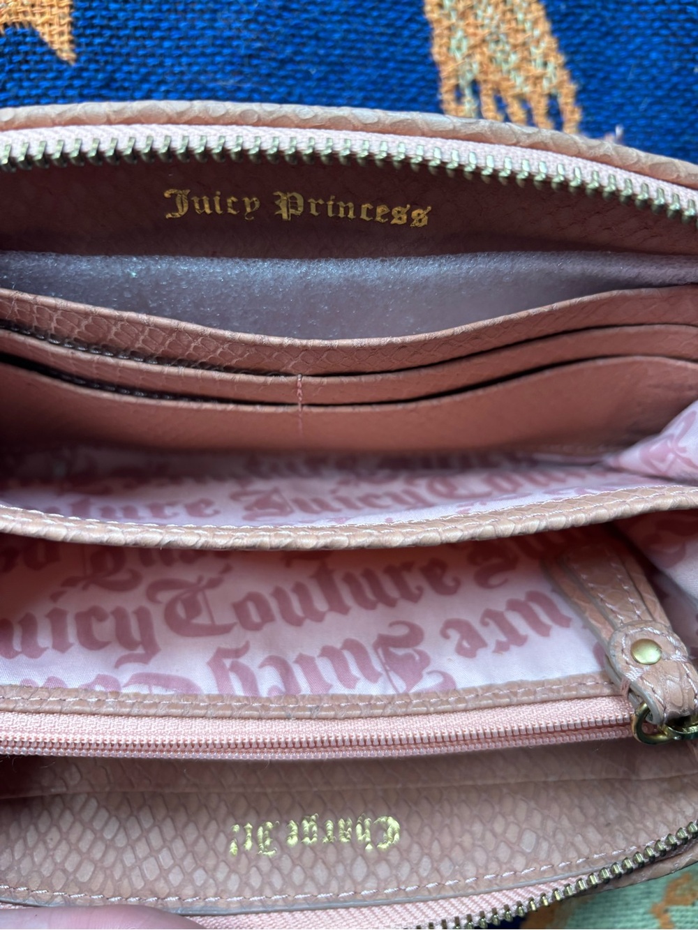 Juicy Couture Blush Pink Zip-Around Wallet with Rhinestone Trim - Picture 4 of 4